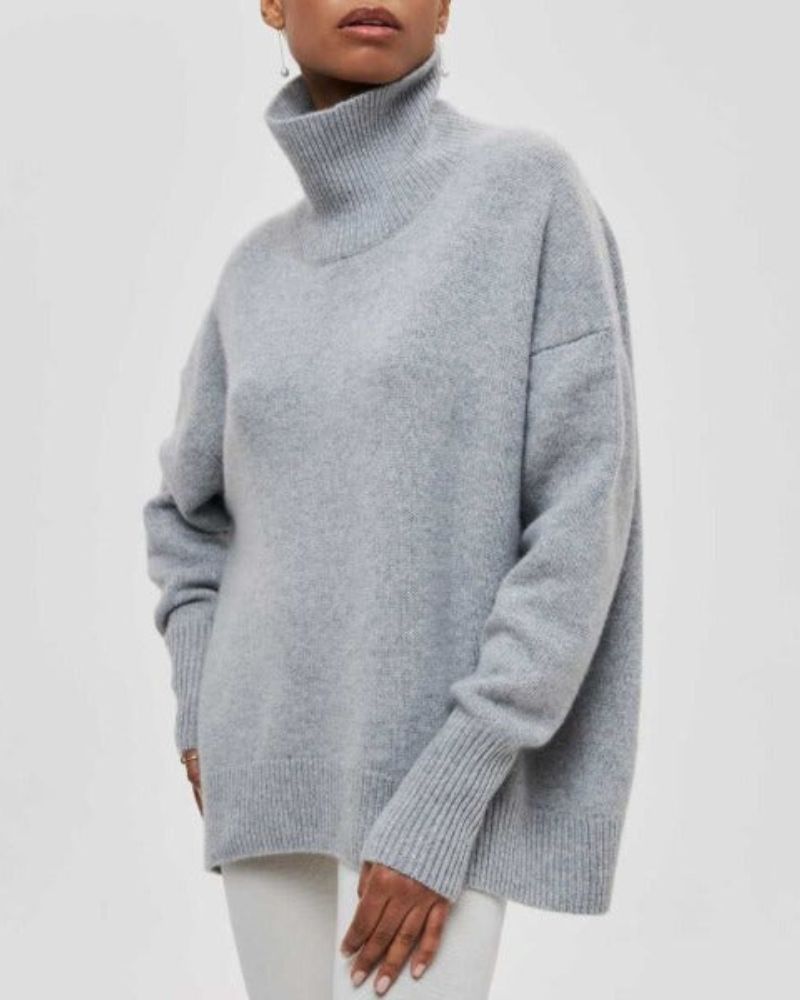 Women's Oversized Turtleneck Sweater, Poncho Drape | Ribbed Neck, Cuffs & Hem | 8 Colorways | XS–3XL