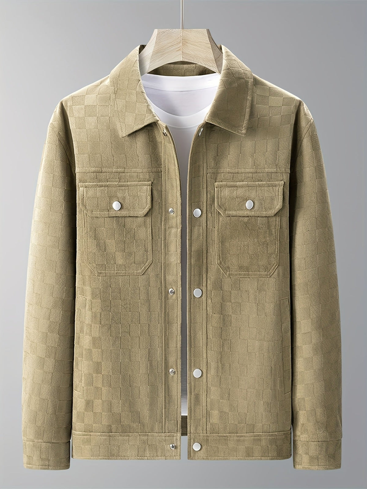 Mavrick Mens Checkered Suede Jacket with Satin Lining