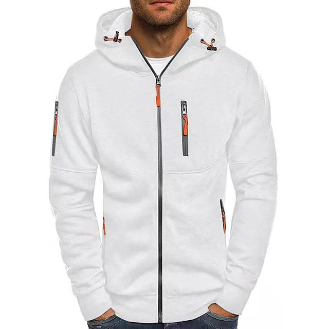 Ben Mens Zip Up Hoodie, Cotton Blend in White