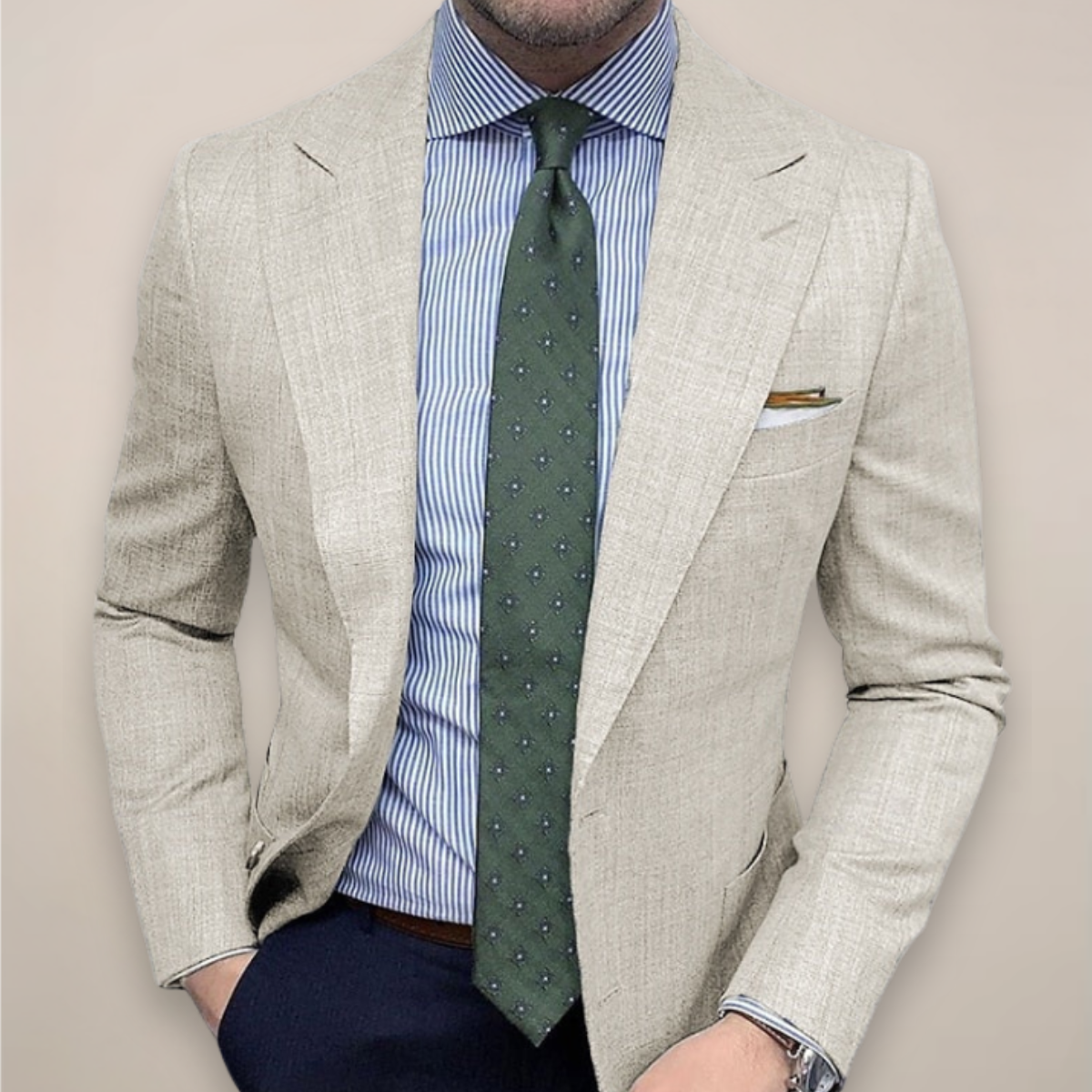 Dean Mens Textured Sport Coat, Single-Breasted in Beige