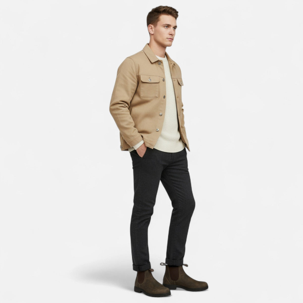 Tim Mens Leather Chelsea Boots, Slip-On Ankle