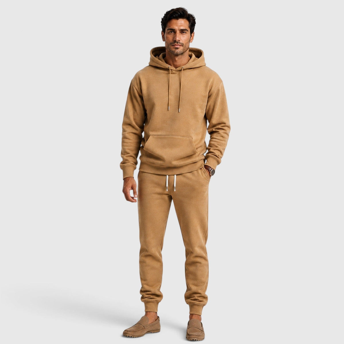 Shawn Mens Hoodie and Jogger Set in Camel