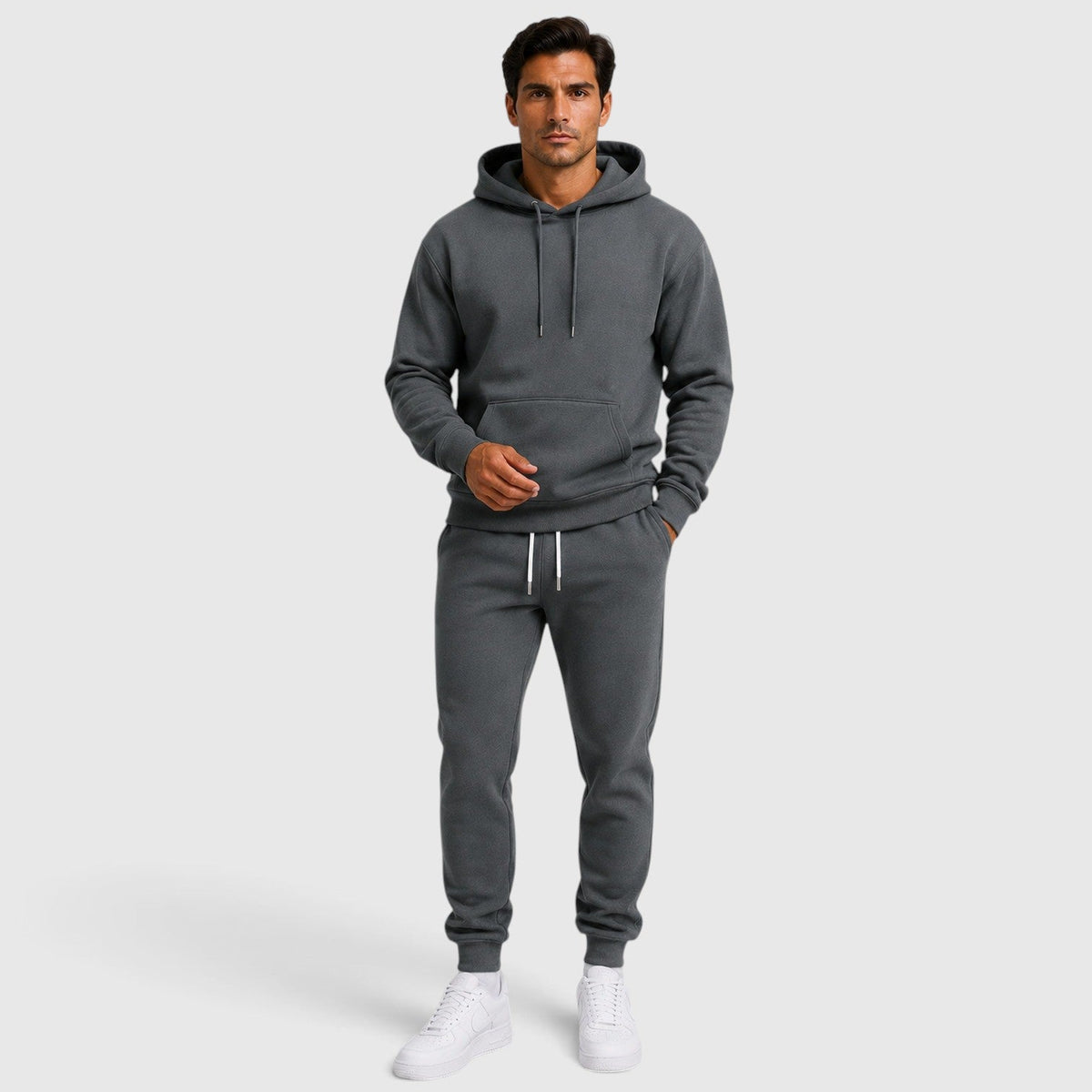 Shawn Mens Hoodie and Jogger Set in Dark Gray