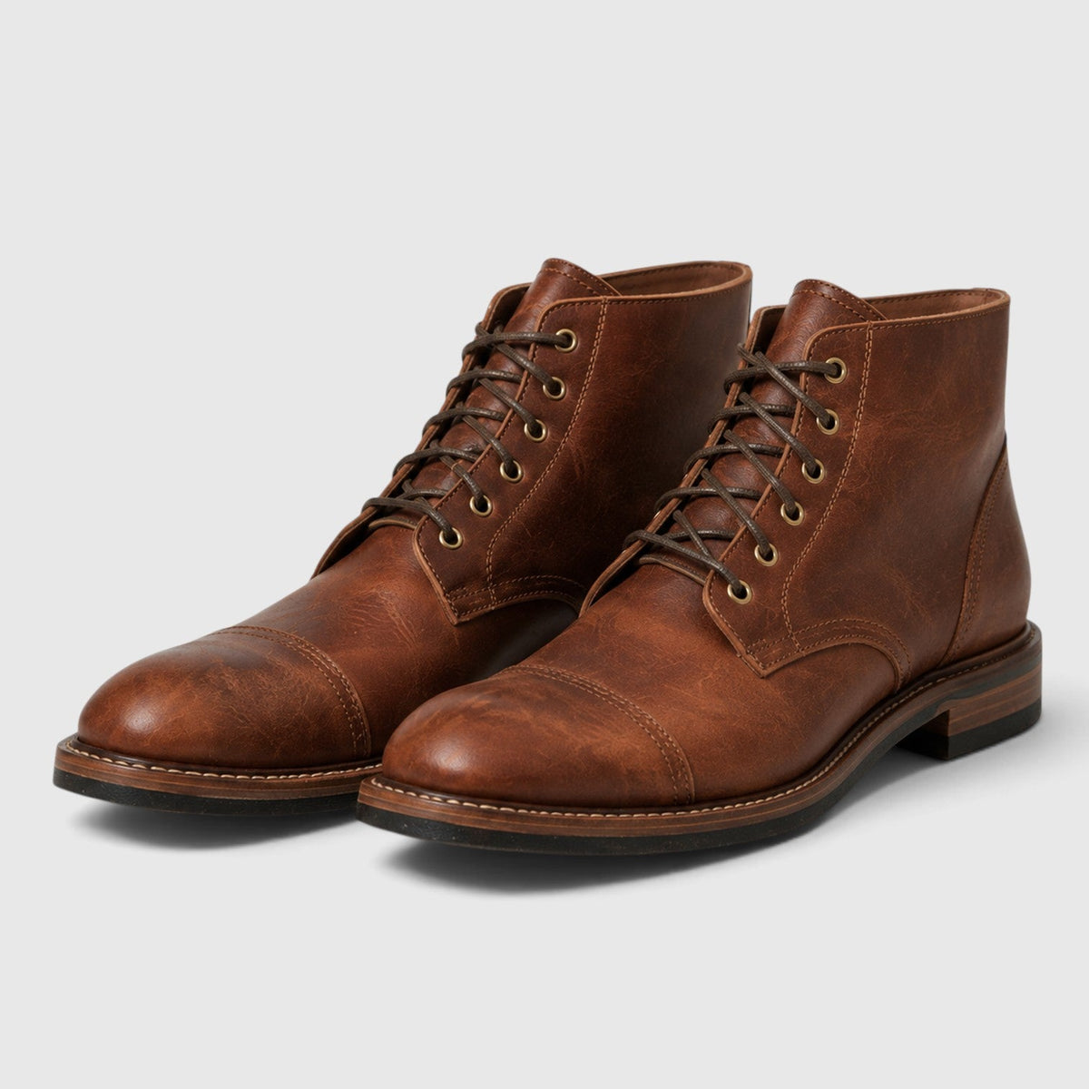 Lucas Mens Genuine Leather Boots with Cushioned Insole in Brown