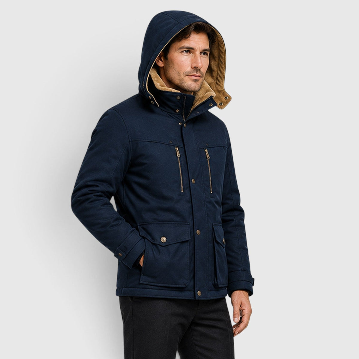 Blake Mens Multi-Pocket Winter Jacket with Fleece Lining
