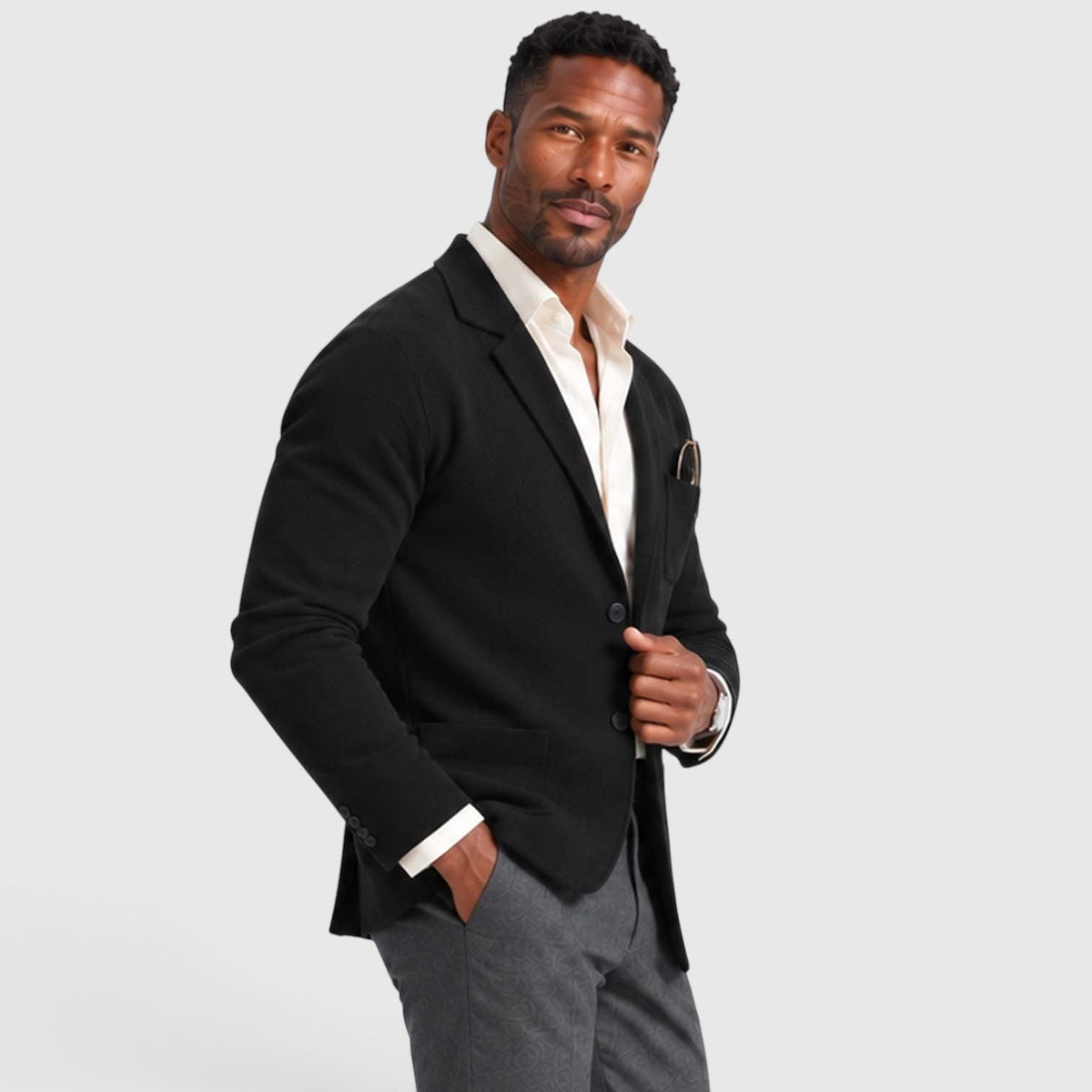 Logan Mens Knit Blazer Jacket, Notched Lapel