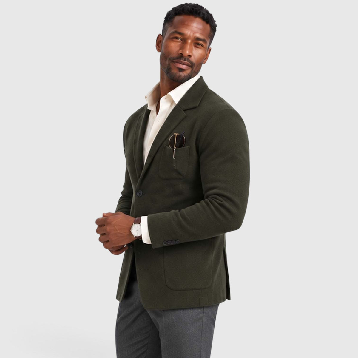 Logan Mens Knit Blazer Jacket, Notched Lapel