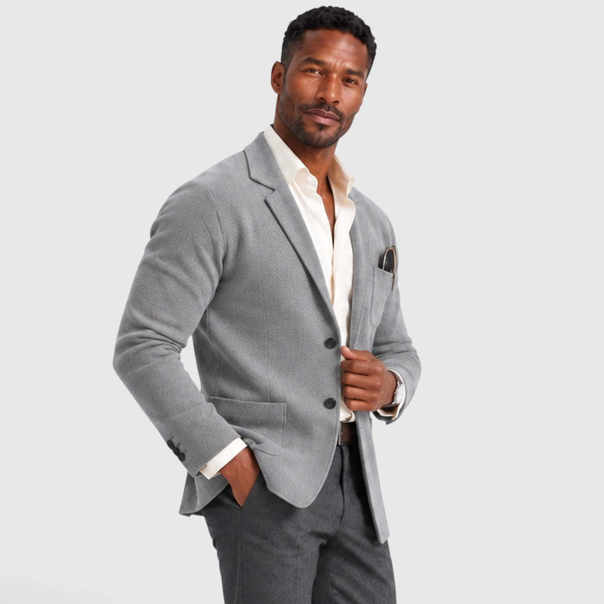 Logan Mens Knit Blazer Jacket, Notched Lapel