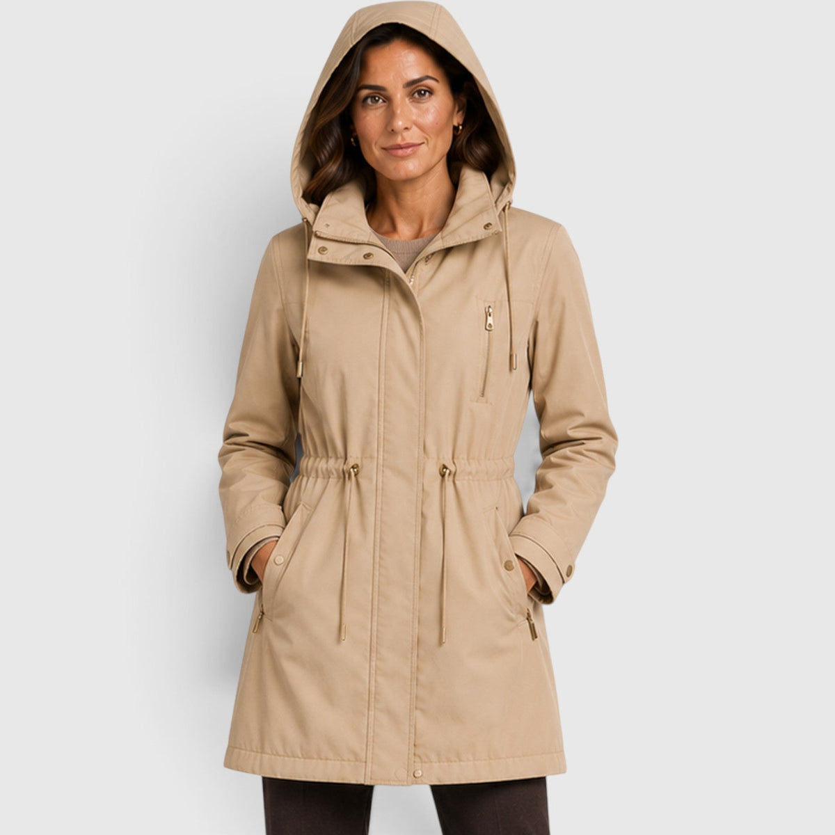 Yolanda Womens Mid-Length Cotton Coat for Spring and Fall