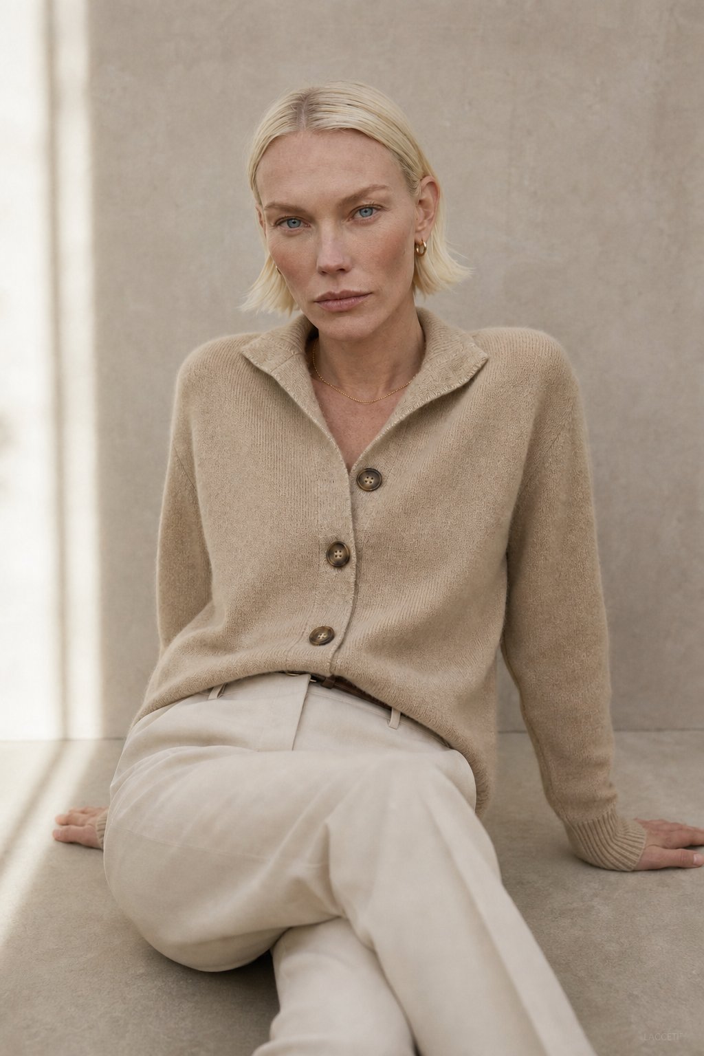 Lindsey Womens Cashmere Blend Cardigan with Statement Buttons