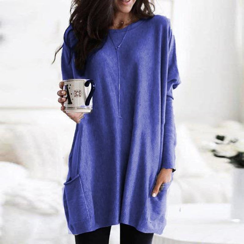 Sabina Womens Long Pullover Sweater to Wear with Leggings in Purple