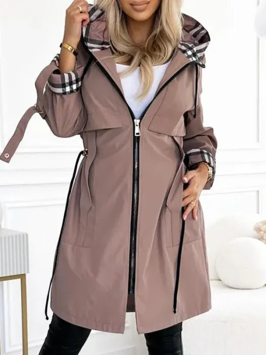 Women's Waterproof & Windproof Zip Coat | Protective Hood, Tailored Fit | Brown, Beige or Black | S–3XL