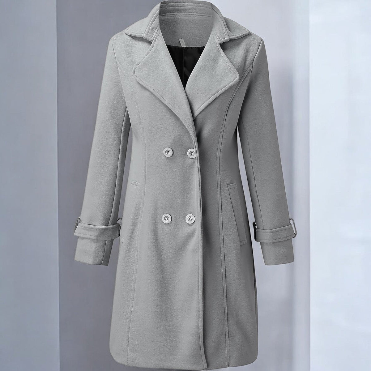 Priya Womens Mid-Length Winter Coat with Notched Collar