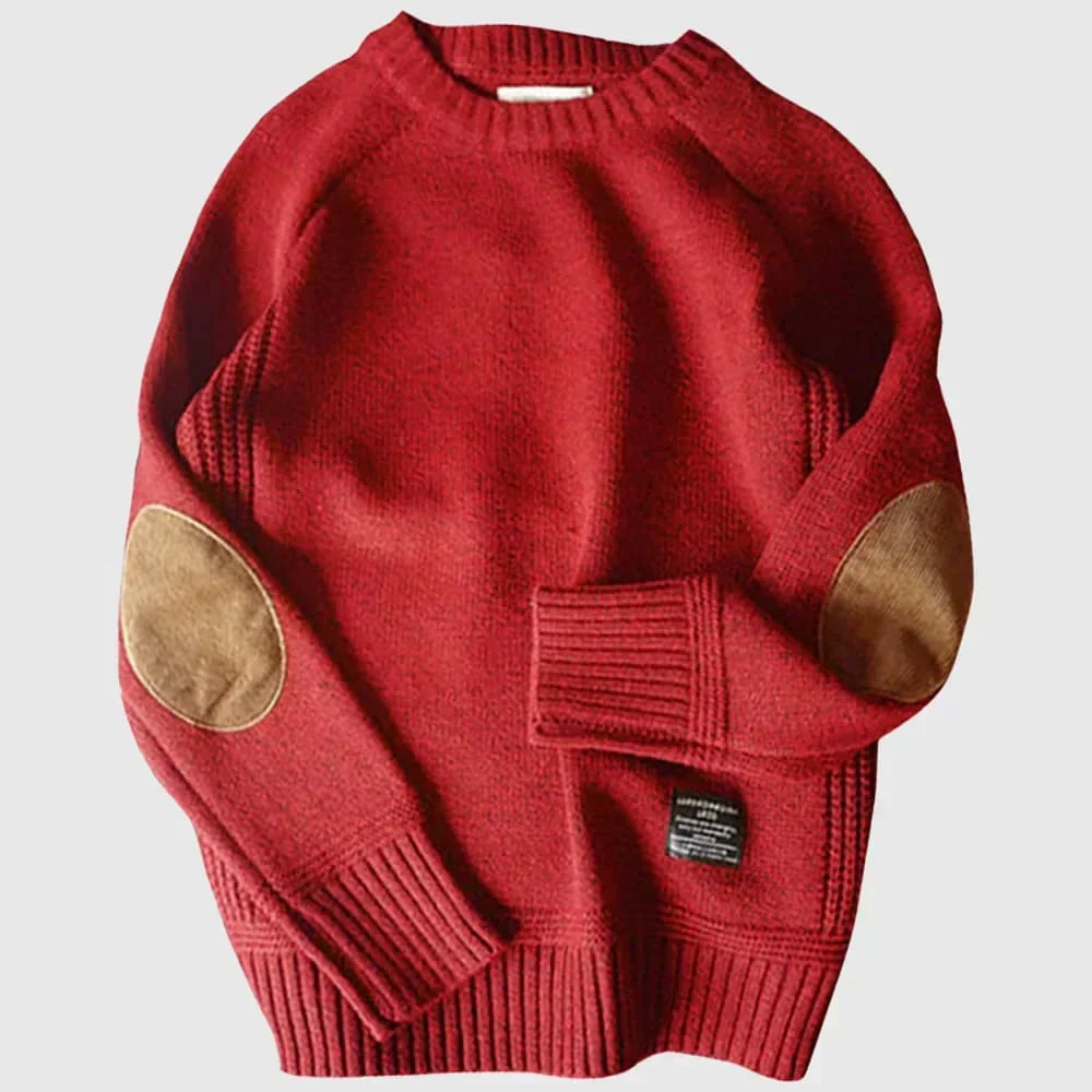 Fabian | Herren Klassischer Strickpullover mit Ellbogenpatches — Winter-Knit in 4 Farben | Westmere