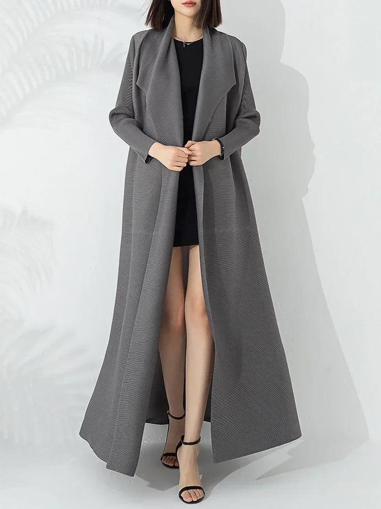 Crystal Womens Belted A-Line Long Coat