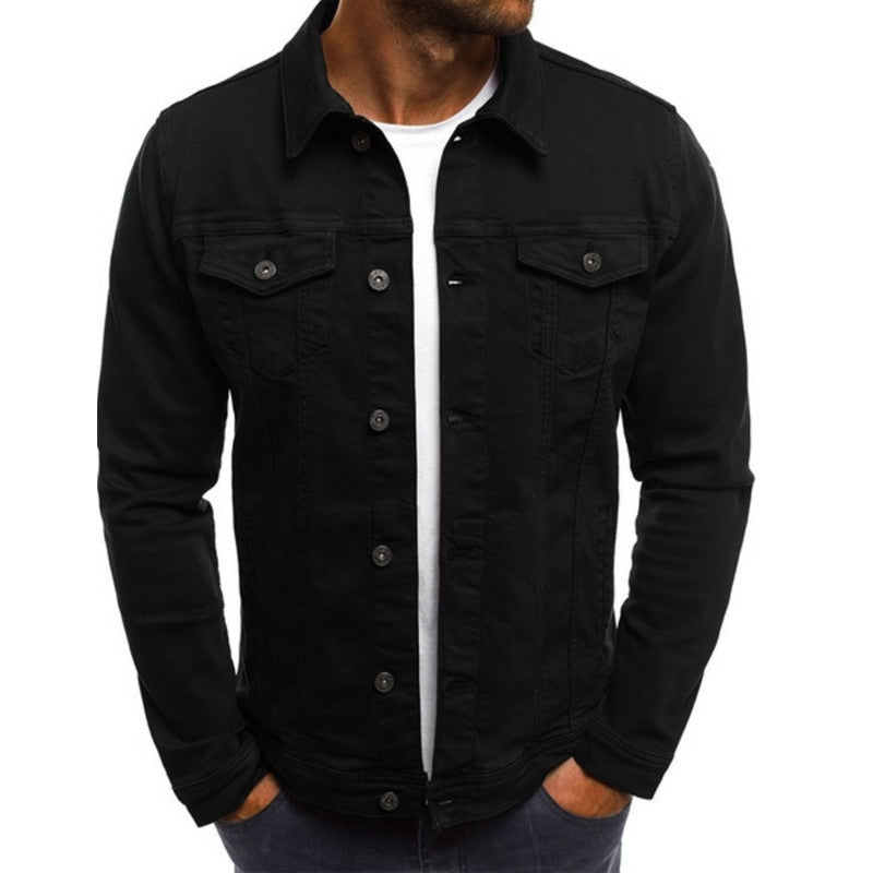 Troy Mens Casual Denim Jacket in Black