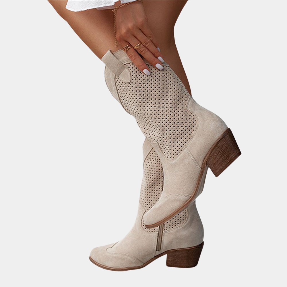 Sofia Womens Western Cowboy Boots with Block Heel