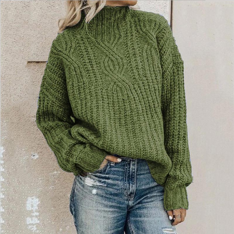 Solvay | Women's Cable-Knit Pullover Sweater — Chunky Mock Neck Layering Piece in 5 Colors | Westmere
