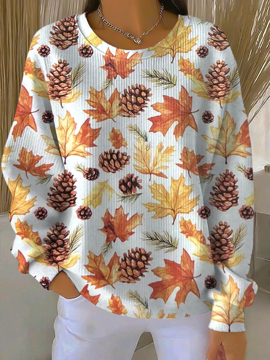 Women's Maple-Leaf Autumn Sweatshirt, Relaxed Fit | Soft Warm Fabric, Seasonal Print | Multicolor | S–5XL