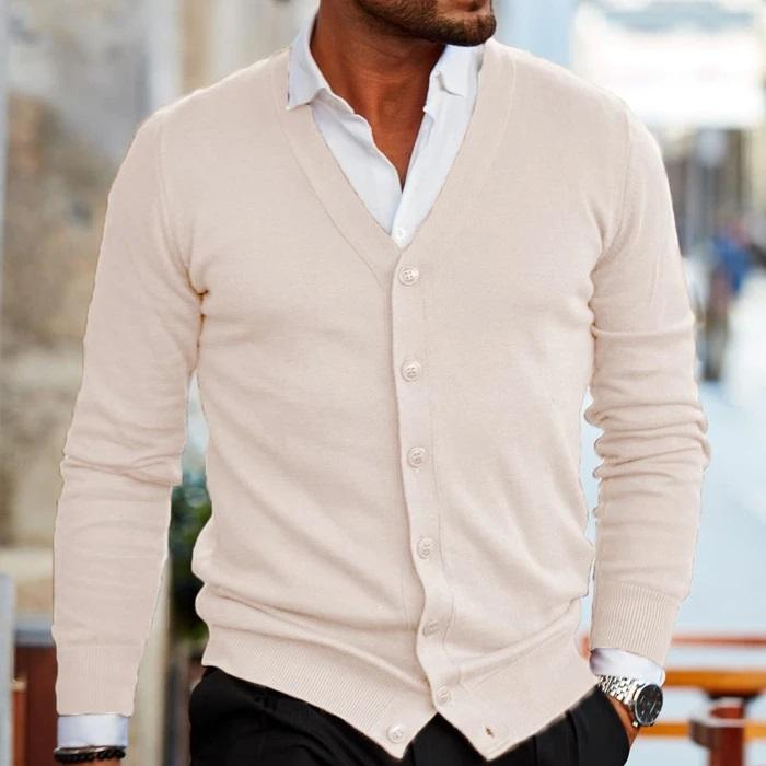 Kevin Mens V-Neck Button Cardigan Sweater