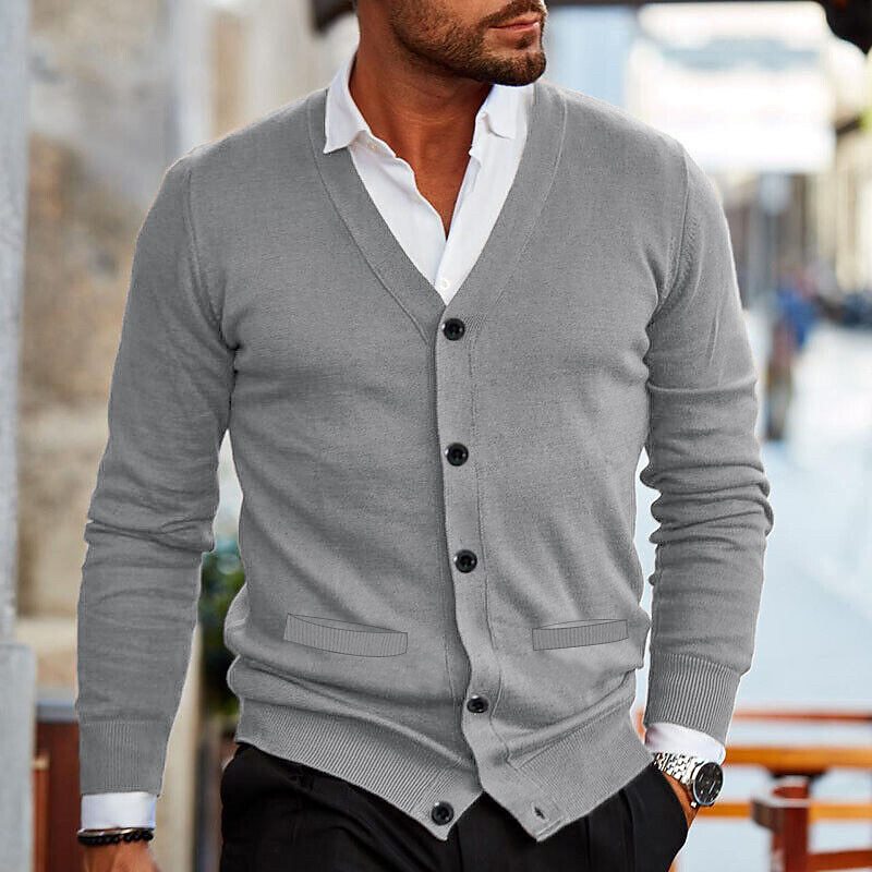Kevin Mens V-Neck Button Cardigan Sweater