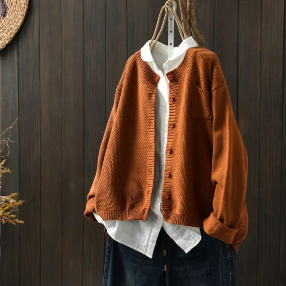 Talmira | Women's Relaxed Fit Knit Cardigan Sweater — Button-Front Layer with Chest Pocket in 8 Colors | Westmere