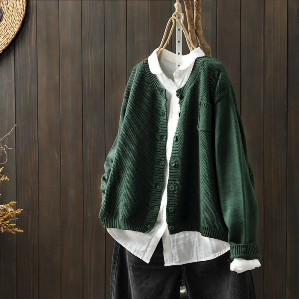 Talmira | Women's Relaxed Fit Knit Cardigan Sweater — Button-Front Layer with Chest Pocket in 8 Colors | Westmere