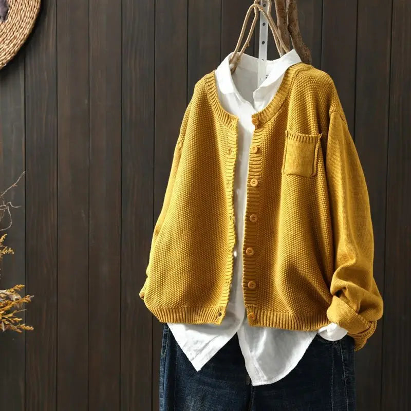 Talmira | Women's Relaxed Fit Knit Cardigan Sweater — Button-Front Layer with Chest Pocket in 8 Colors | Westmere