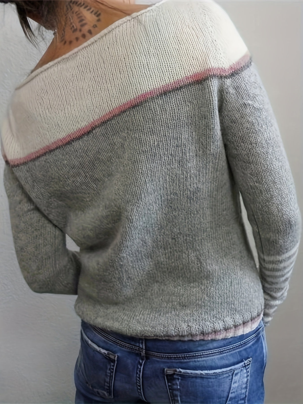 Tavitha | Women's Striped Boat Neck Knit Sweater — Soft Long-Sleeve Pullover with Stripe Cuffs | Westmere