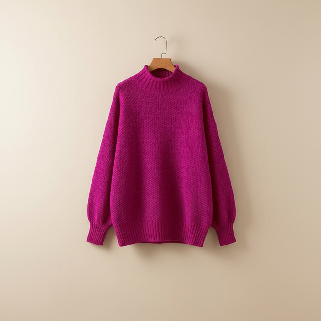 Thalia | Women's Mock Neck Textured Knit Pullover — Waffle-Weave Sweater in 11 Colors | Westmere