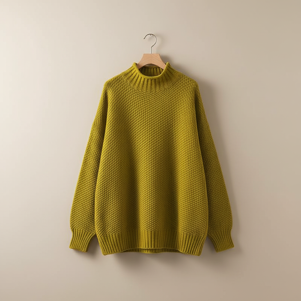Thalia | Women's Mock Neck Textured Knit Pullover — Waffle-Weave Sweater in 11 Colors | Westmere