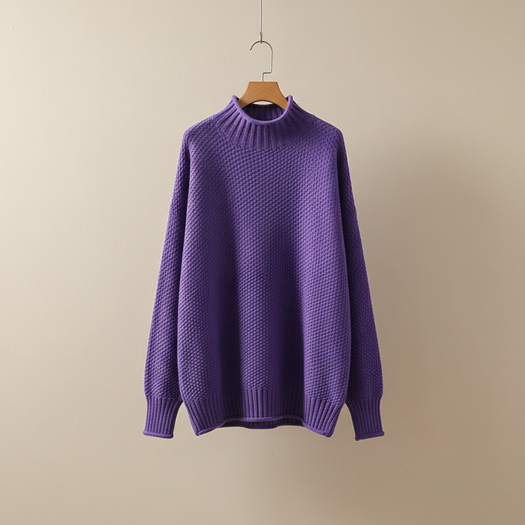 Thalia | Women's Mock Neck Textured Knit Pullover — Waffle-Weave Sweater in 11 Colors | Westmere