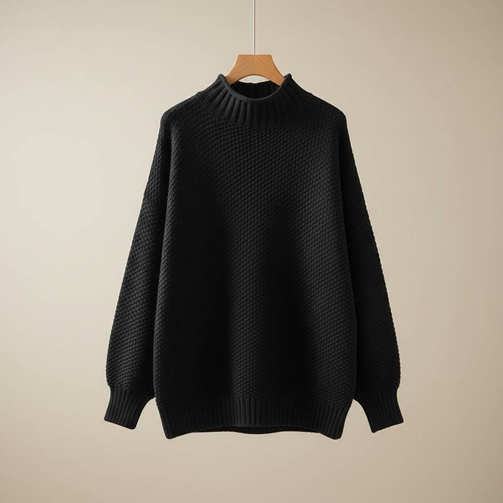 Thalia | Women's Mock Neck Textured Knit Pullover — Waffle-Weave Sweater in 11 Colors | Westmere