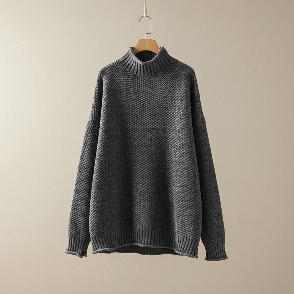 Thalia | Women's Mock Neck Textured Knit Pullover — Waffle-Weave Sweater in 11 Colors | Westmere