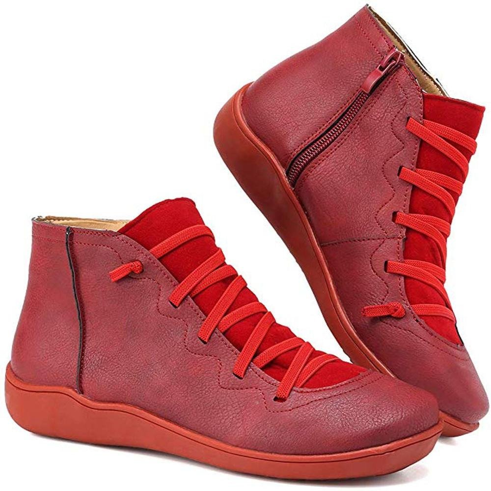 Kayla Womens Cushioned Ankle Boots for All-Day Comfort in Red