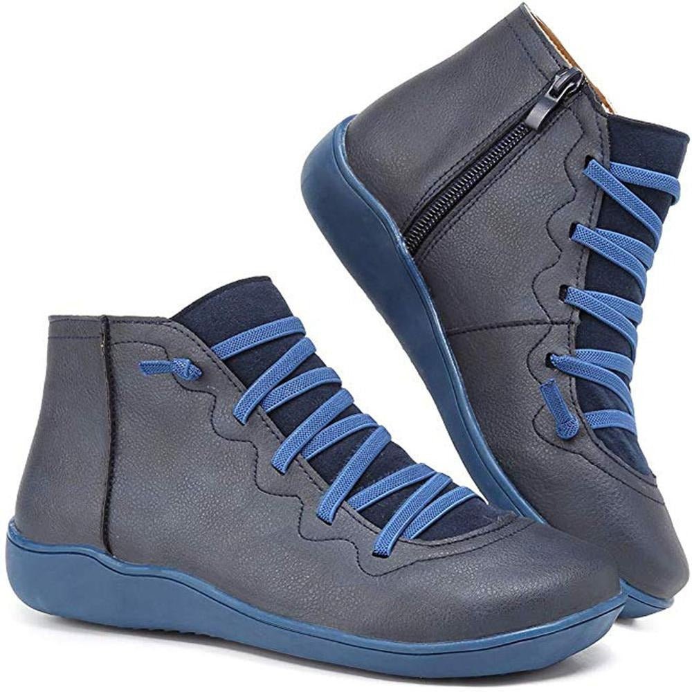 Kayla Womens Cushioned Ankle Boots for All-Day Comfort in Blue