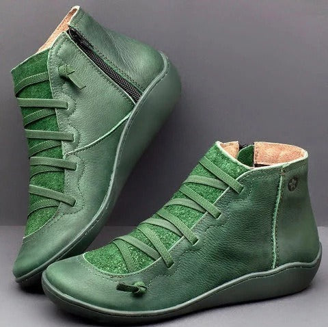 Kayla Womens Cushioned Ankle Boots for All-Day Comfort in Green
