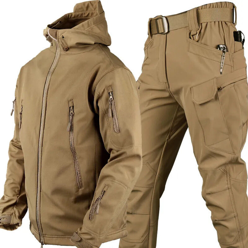 Mark Mens Waterproof Fleece-Lined Outdoor Set in Khaki