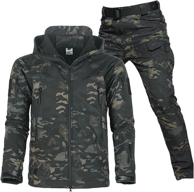 Mark Mens Waterproof Fleece-Lined Outdoor Set in Dark Camouflage