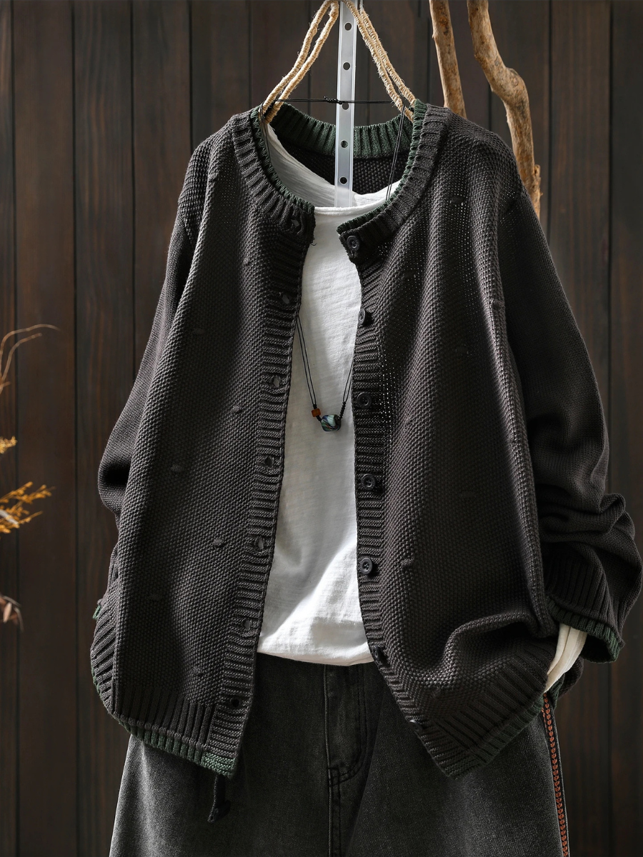 Veldara | Women's Oversized Chunky Knit Cardigan — Button-Front Textured Layer in 8 Colors | Westmere