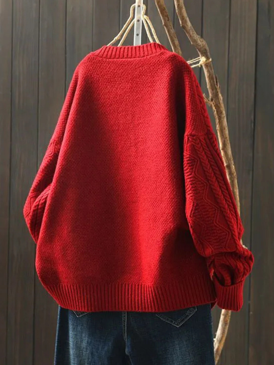 Women's Oversized Cable-Knit Cardigan, Draped Fit | Button-Front, Textured Woven Pattern | 5 Colorways | S–3XL