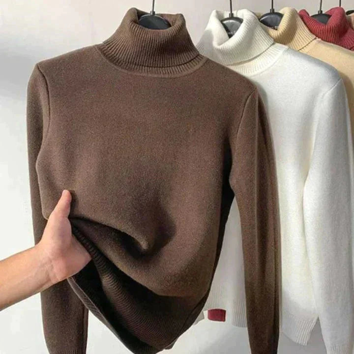 Zephyrine | Women's Fleece-Lined Turtleneck Sweater — Plush Interior Warm Winter Pullover in 6 Colors | Westmere