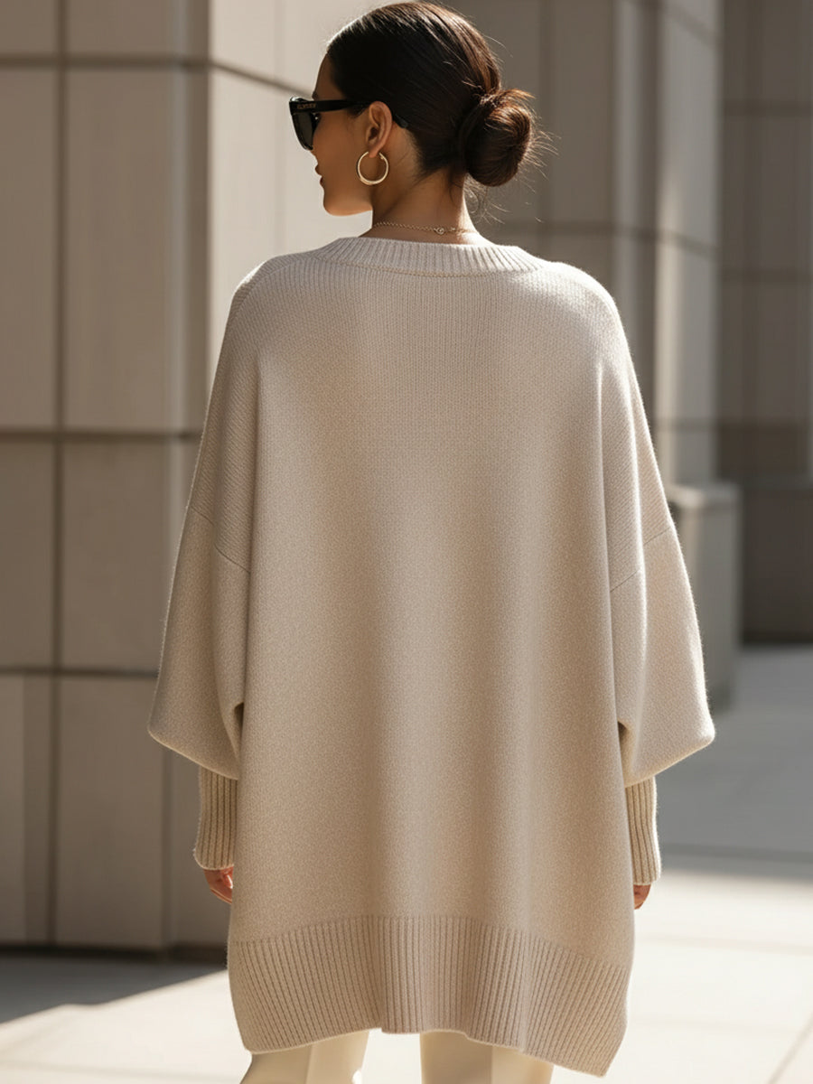 Women's Luxe Oversized Knit Sweater, Draped Silhouette | Elongating Cut, Everyday Layer | 7 Colorways | XS–2XL