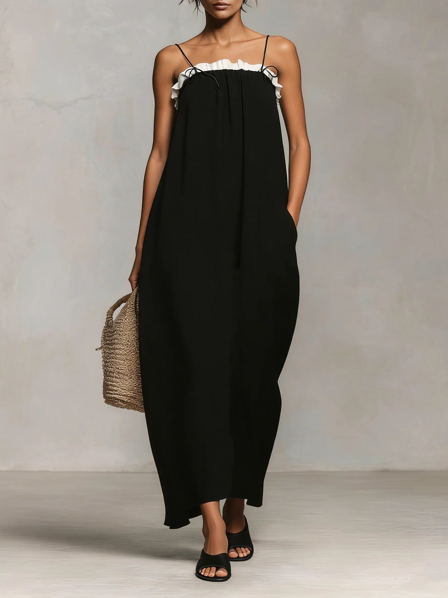 Mitch™ | Maxi Dress with Color Blocks and Spaghetti Straps