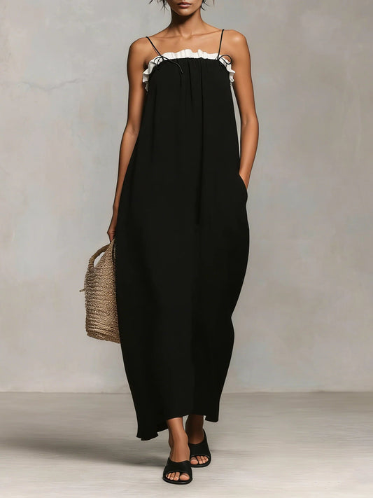 Mitch™ | Maxi Dress with Color Blocks and Spaghetti Straps