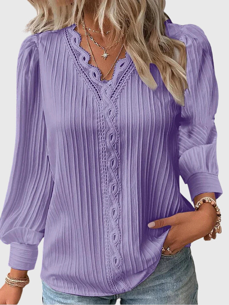 Andrea Womens Pullover Blouse with Tailored Silhouette in Purple