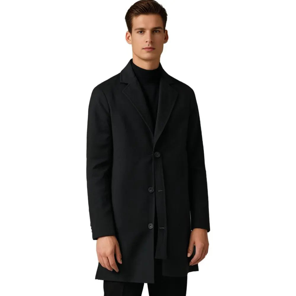 Leo Mens Overcoat Full-Length Winter Coat with Straight Cut