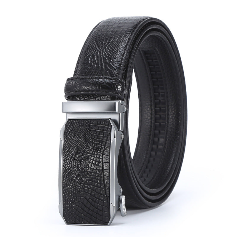 Savio™ | Men’s Crocodile Pattern Leather Belt – Automatic Buckle
