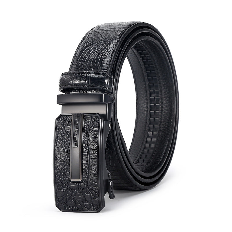 Savio™ | Men’s Crocodile Pattern Leather Belt – Automatic Buckle