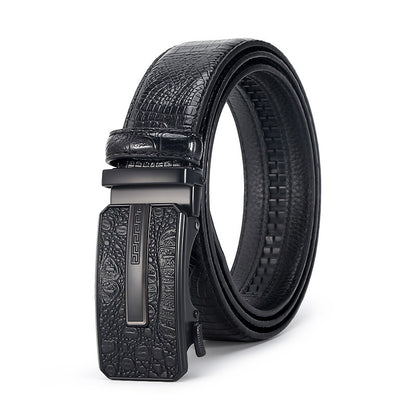 Savio™ | Men’s Crocodile Pattern Leather Belt – Automatic Buckle